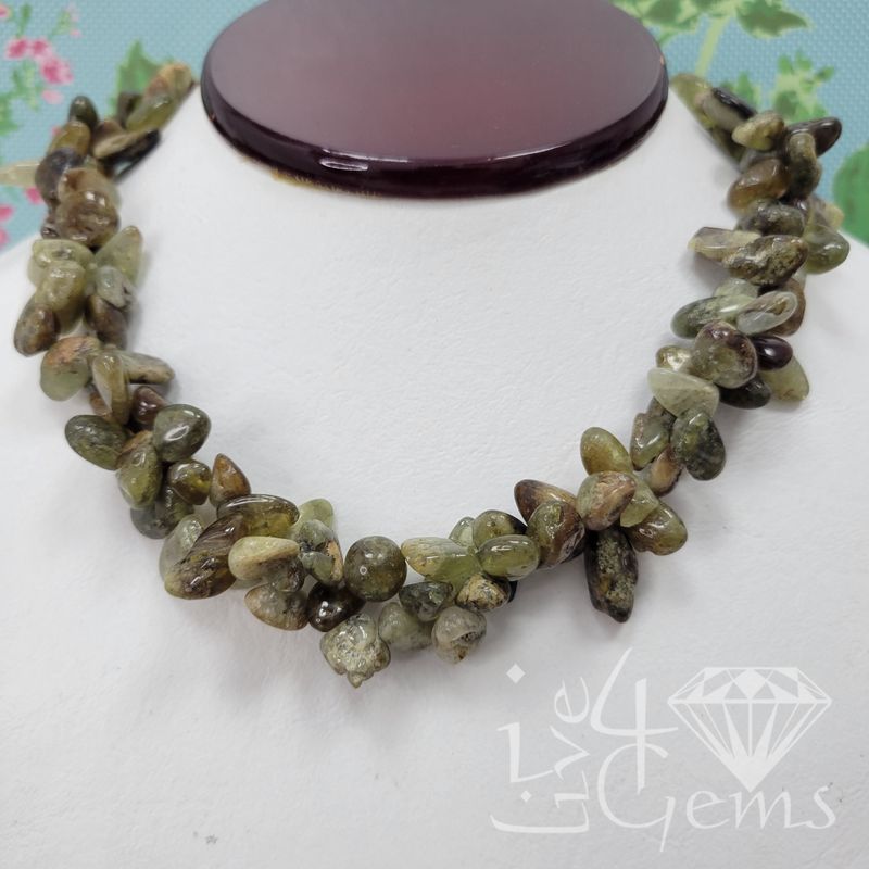 16&quot; Double Strand Green Garnet Torsade Necklace