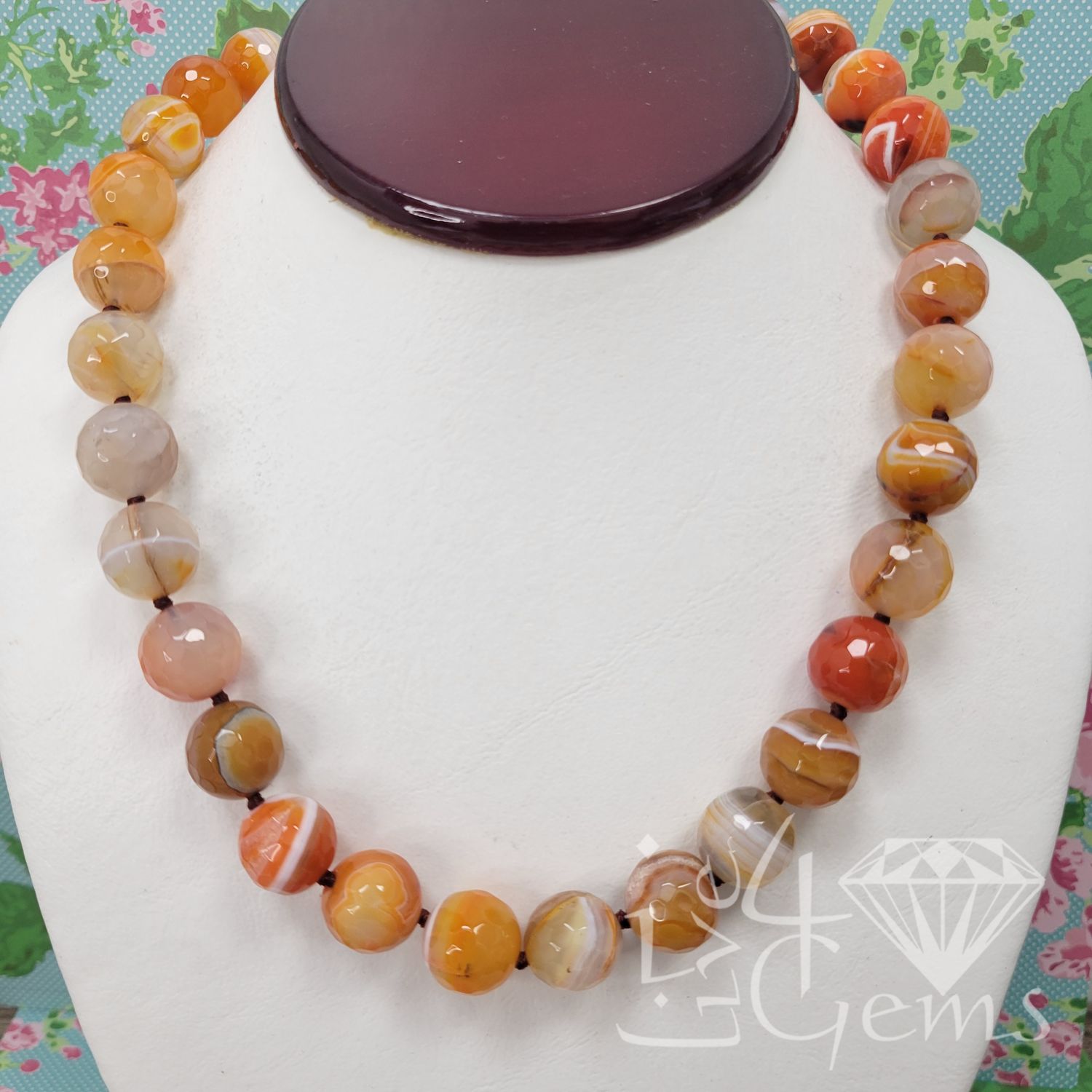 18.5&quot; Hand Beaded Faceted Carnelian Necklace