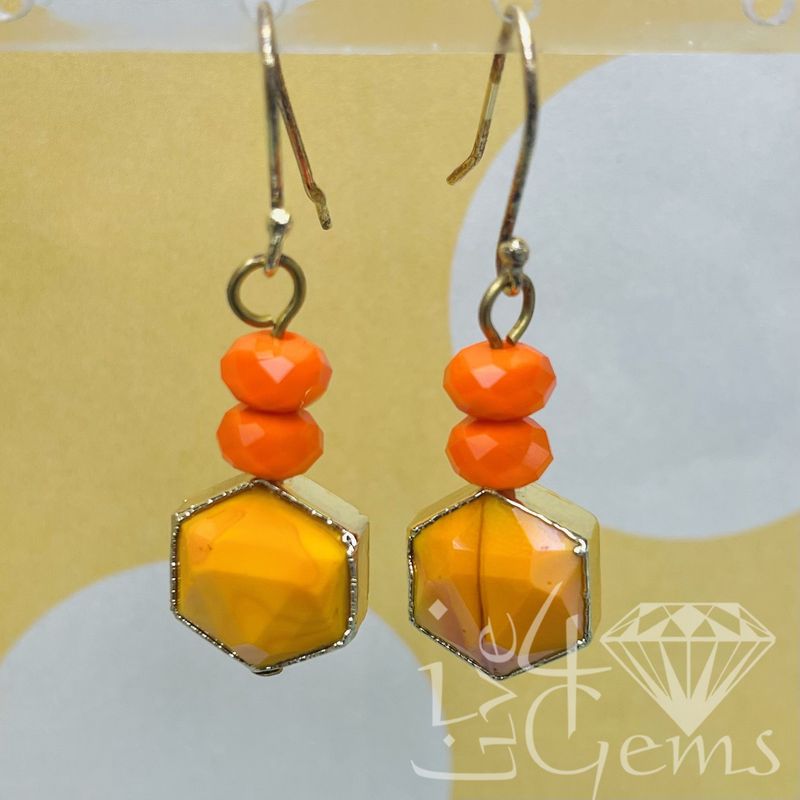 Yellow Crystal Gold Edge Gemstone Earring