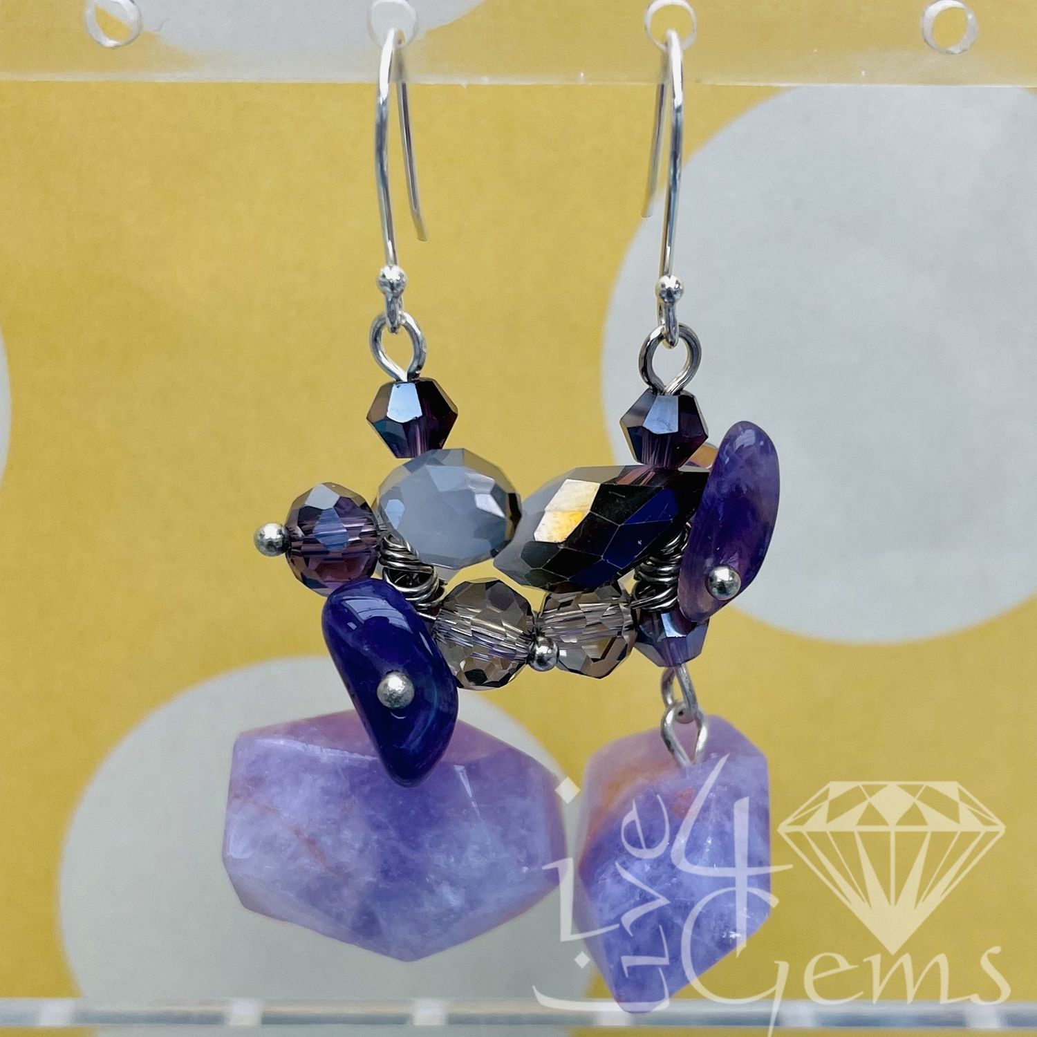 Natural Amethyst Mix Dangle Gemstone Earrings