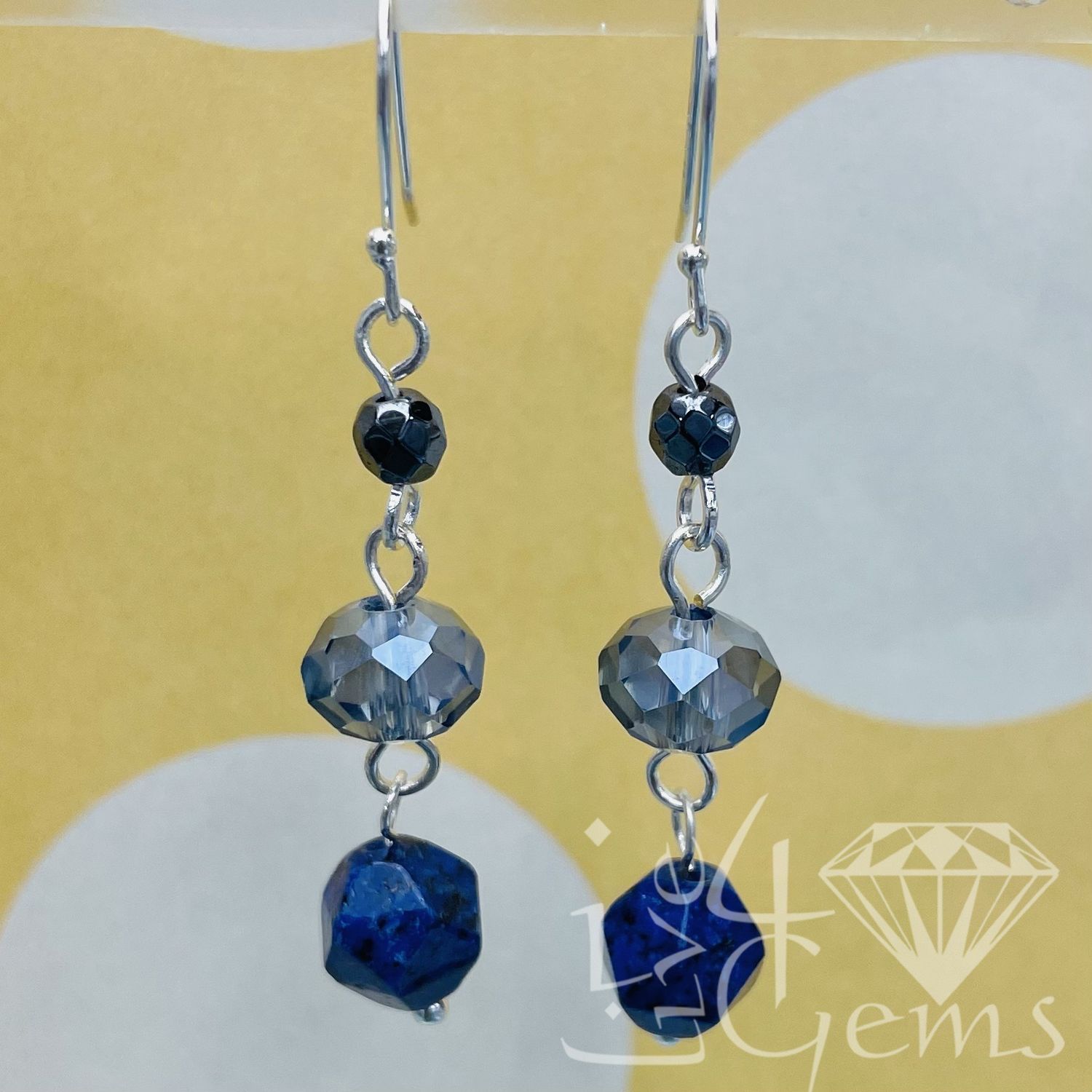 Lapis Lazuli Hematite Drop Earrings