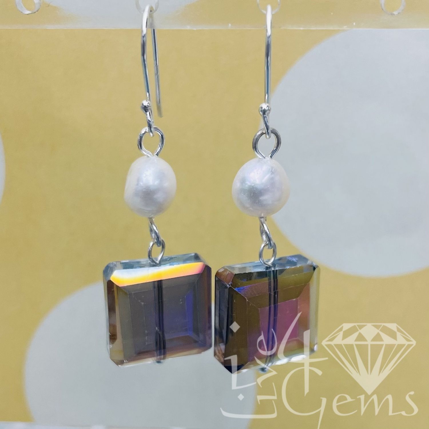 Purple Crystal Square Earring