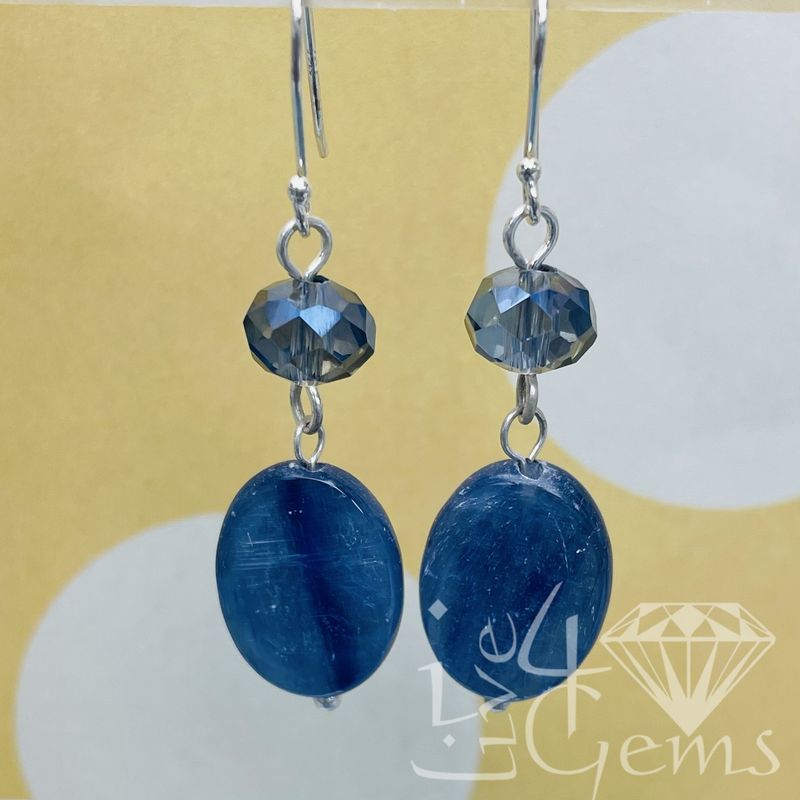 Kyanite &amp; Crystal Drop Down Gemstone Earring