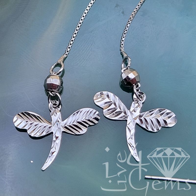 Silver Dragonfly Dangling Earring