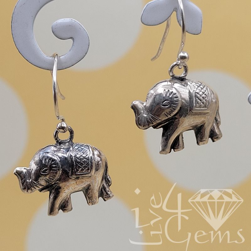 Silver Elephant Hanging Earring