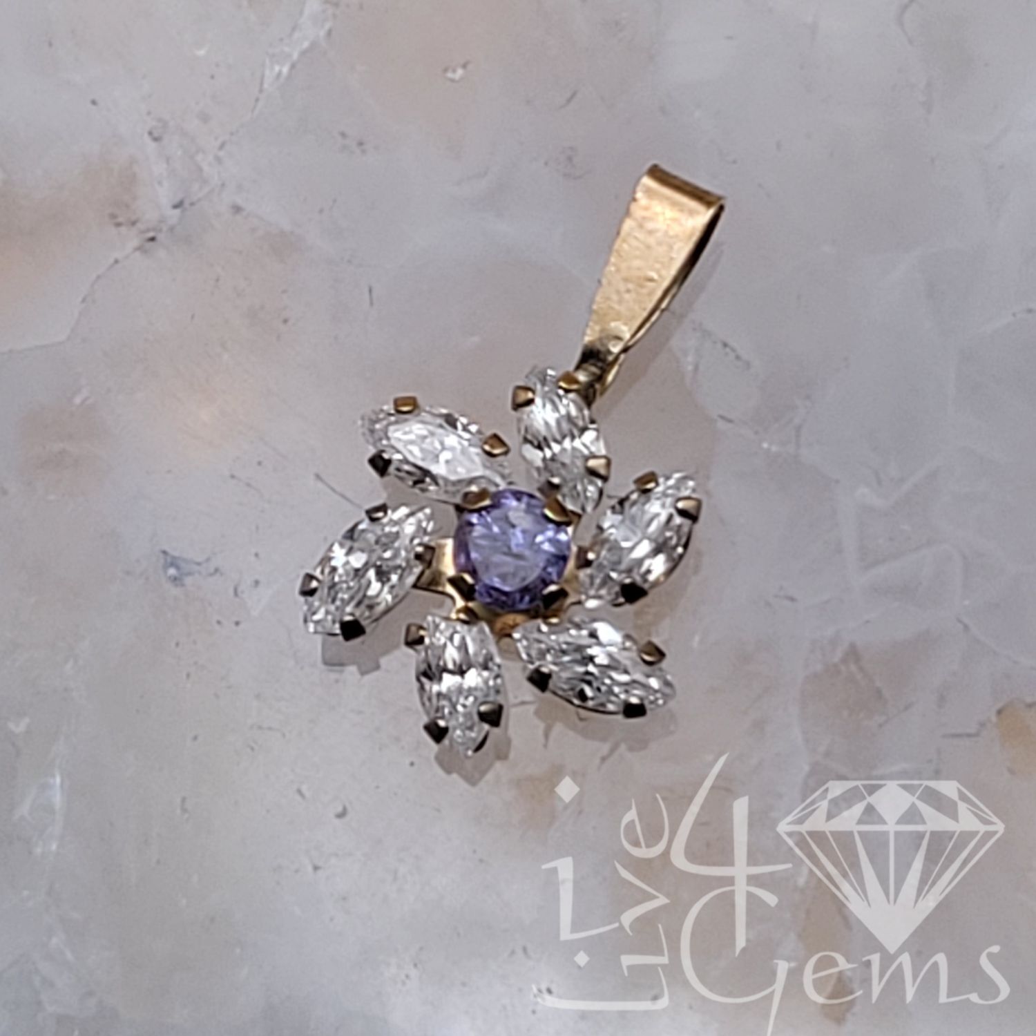 10kt Tanzanite CZ Flower Pendant