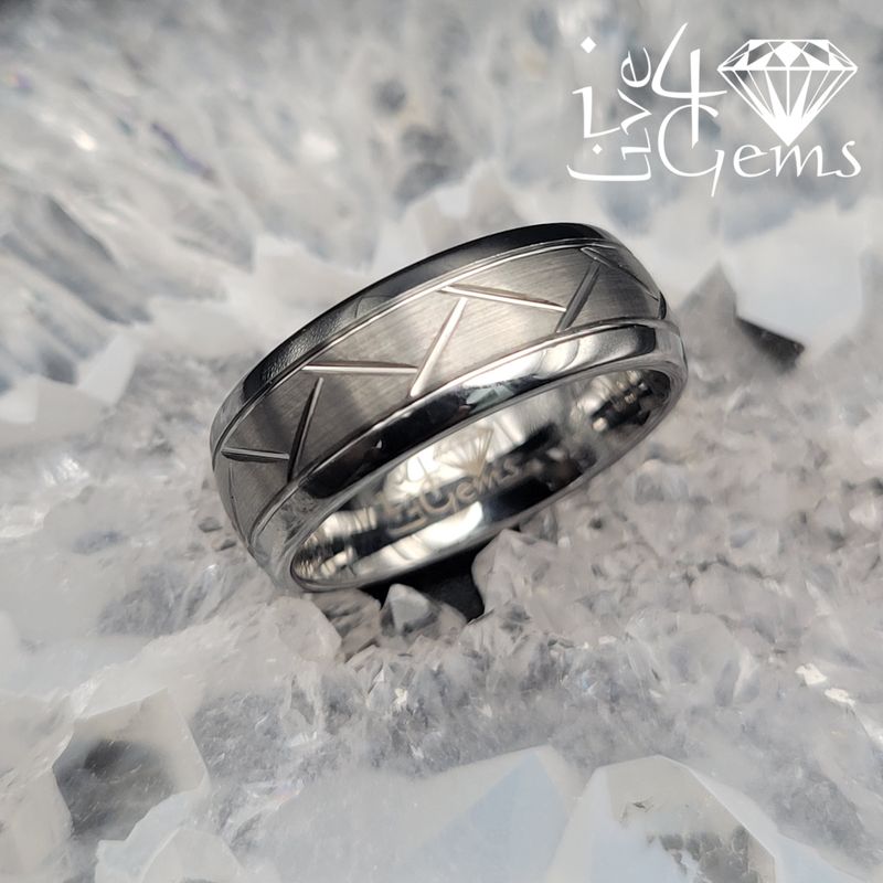 Tungsten Carbide 8mm Silver Grooved Band 