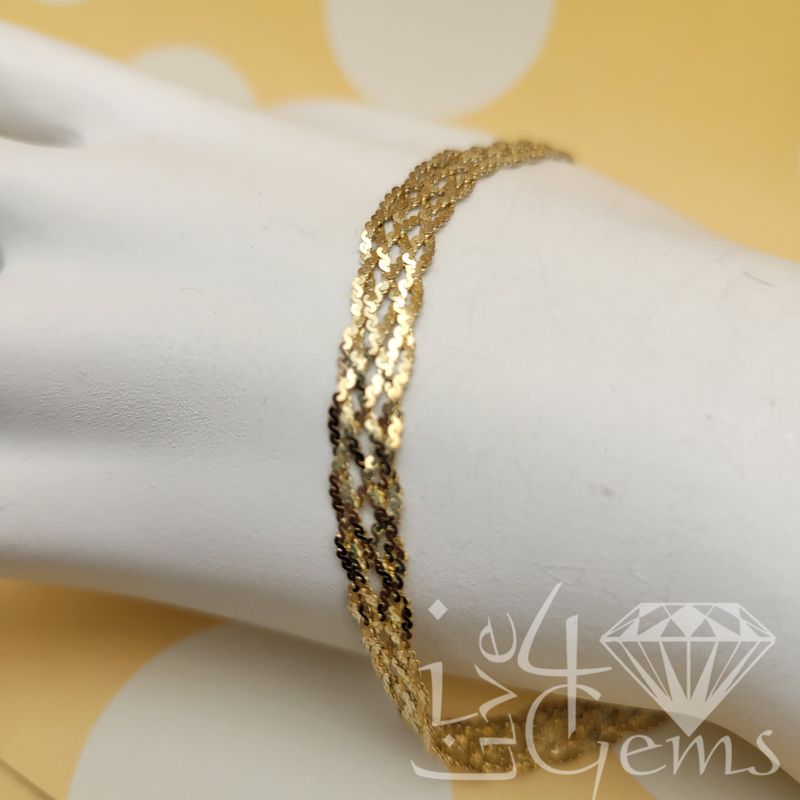 Silver GP Braided Herringbone Link Bracelet 8.5&quot;