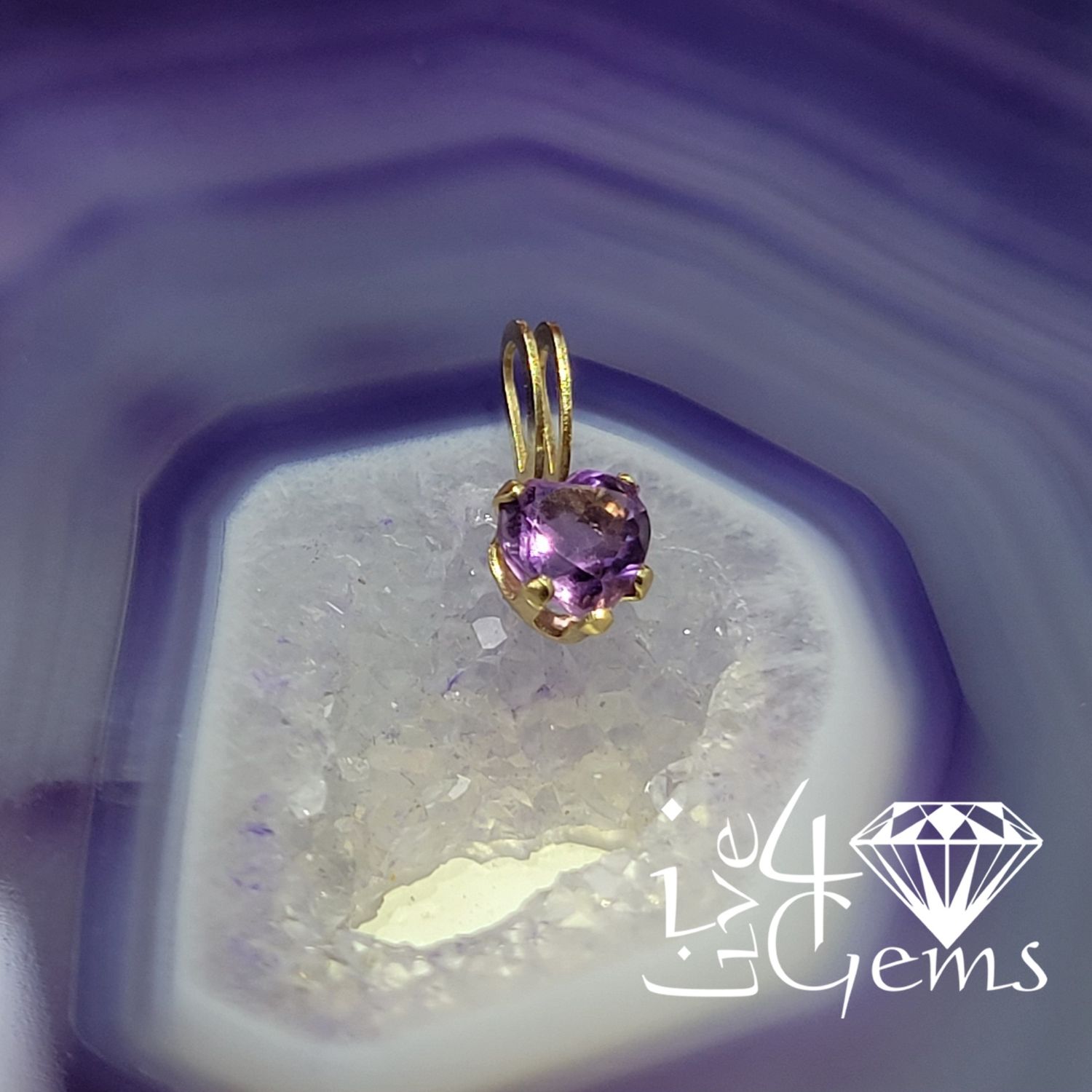 28ct 14kt Small Amethyst Heart Pendant