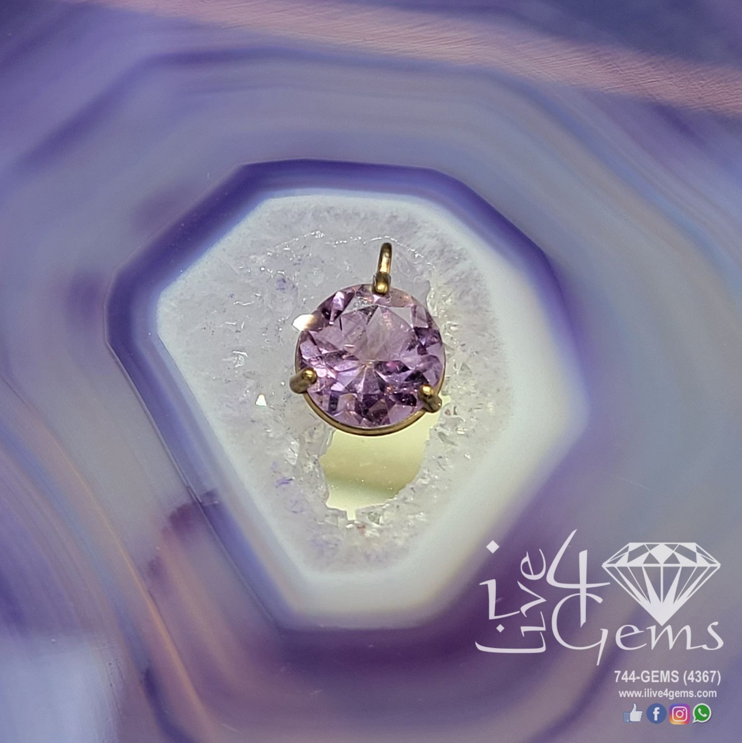 10kt Amethyst 8mm Pendant
