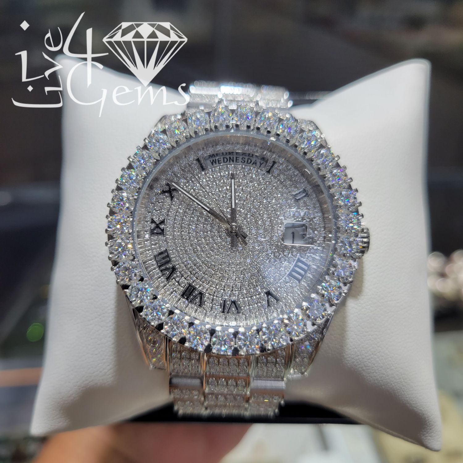 Stainless Steel  17.30ct Moissanite Watch