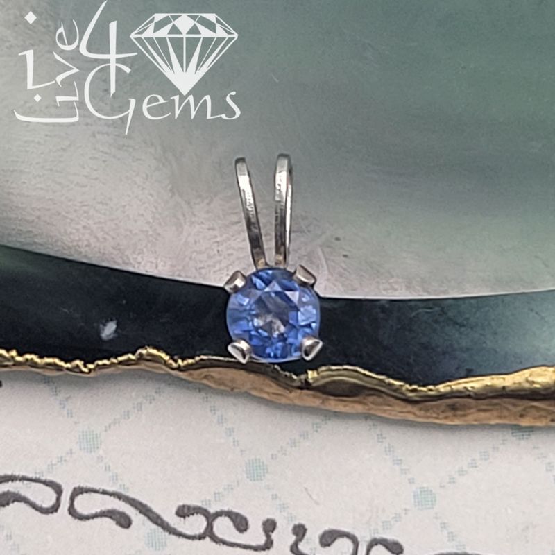 Silver 4mm Round Sapphire Pendant