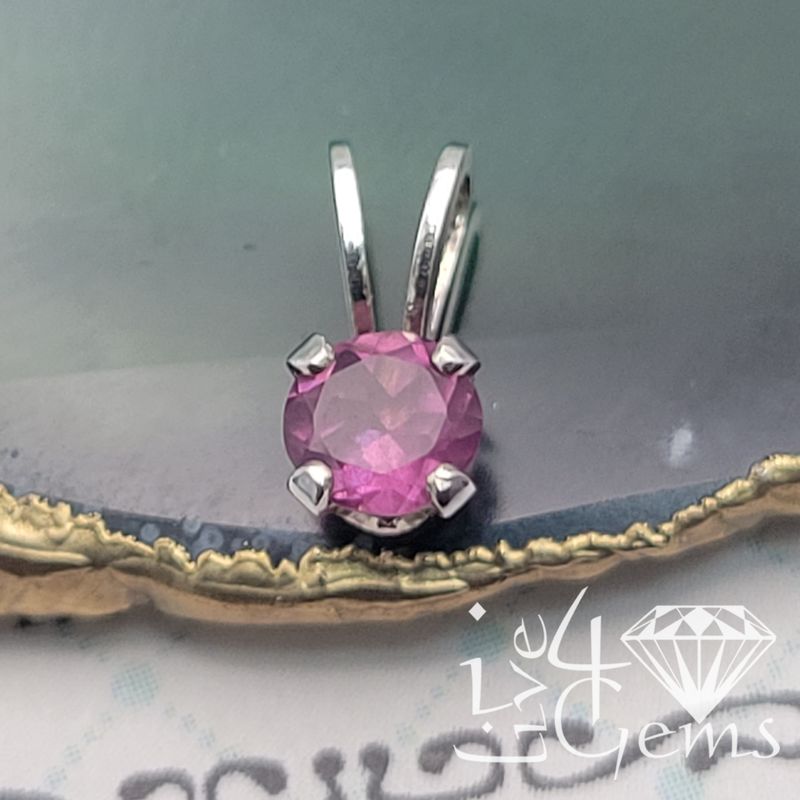 Silver 4mm Round Amethyst Pendant