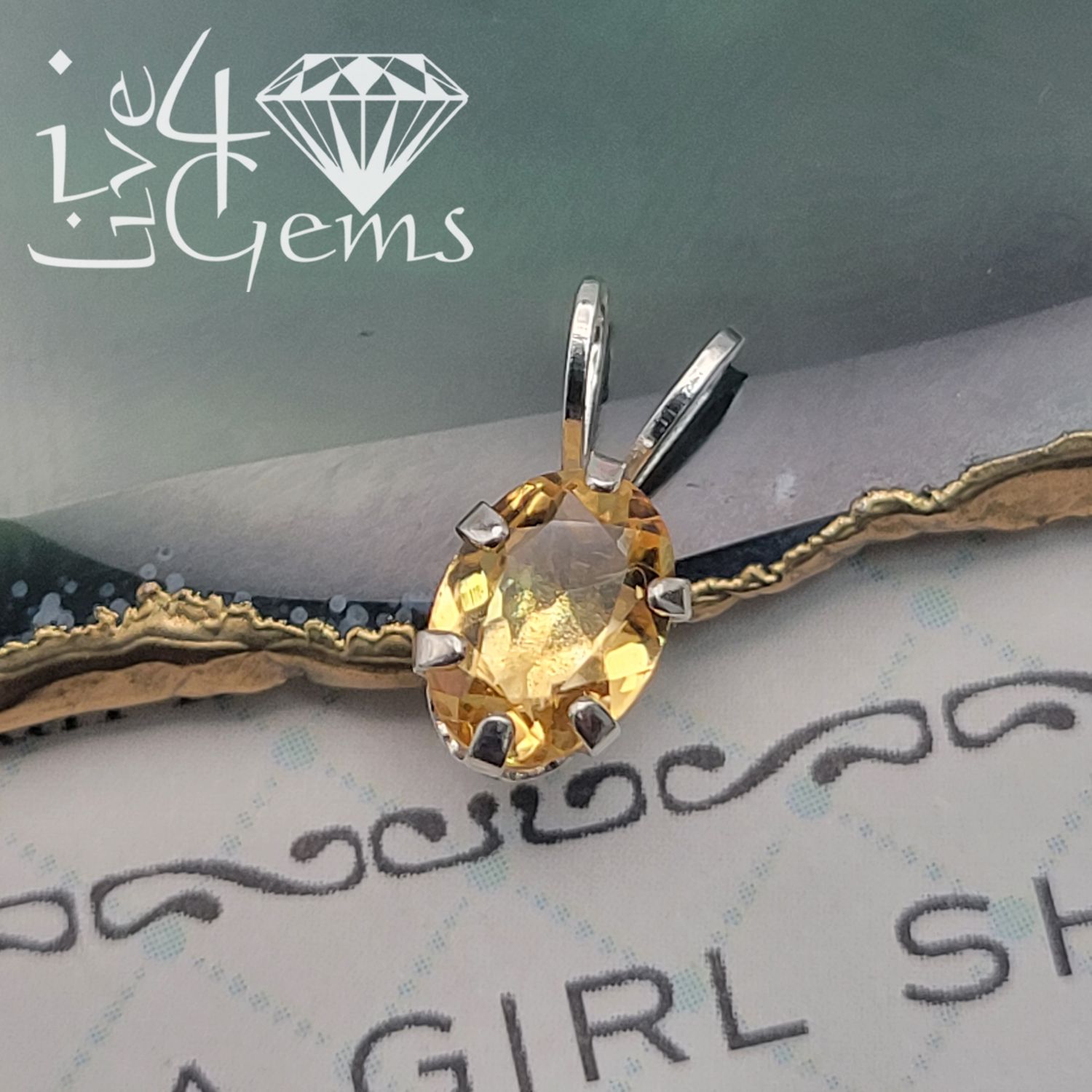 Silver Oval 7x5mm Citrine Pendant