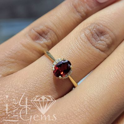 10kt Diamond and Garnet Oval Ring