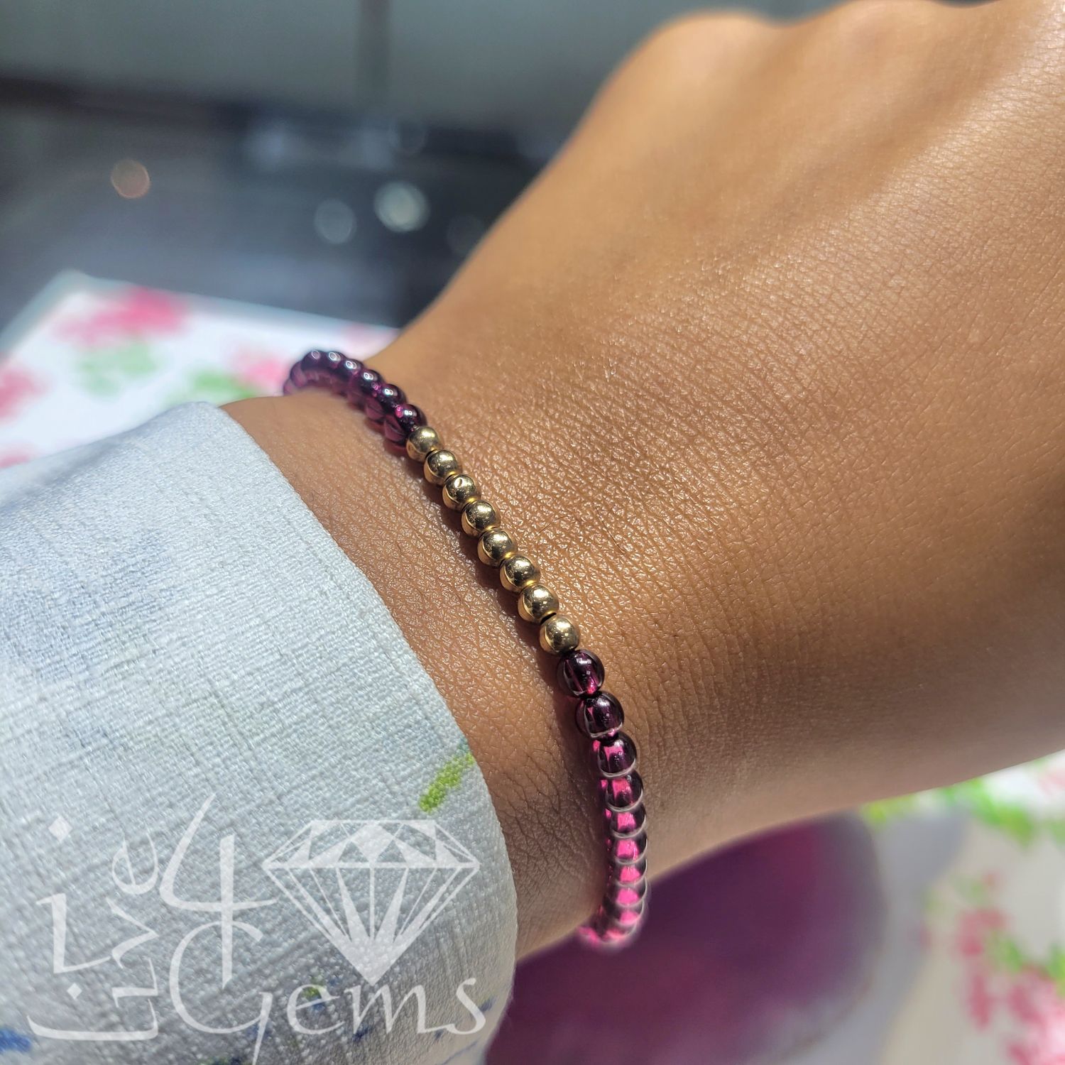 10kty Rhodolite Garnet Bolo Bracelet
