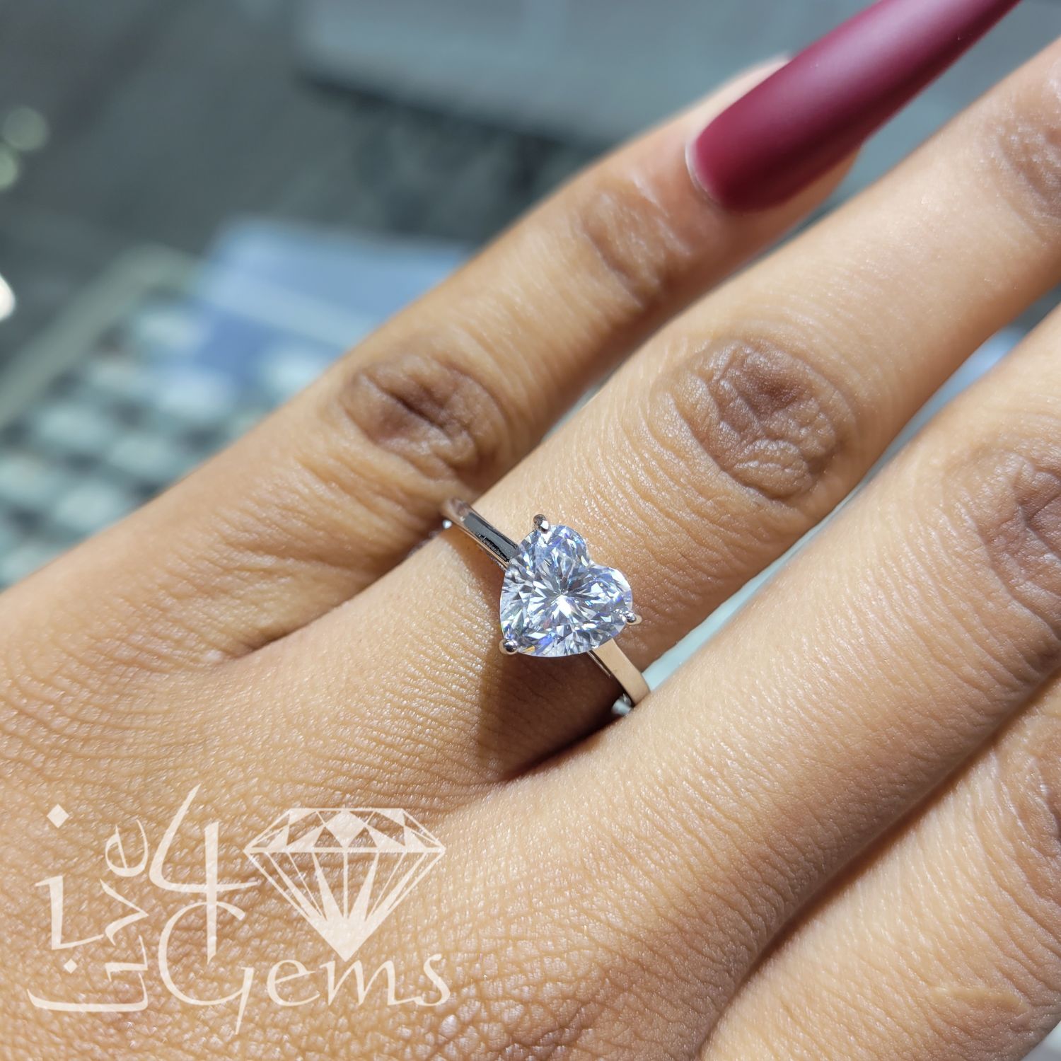 Silver Moissanite Heart Solitaire- 2ctw