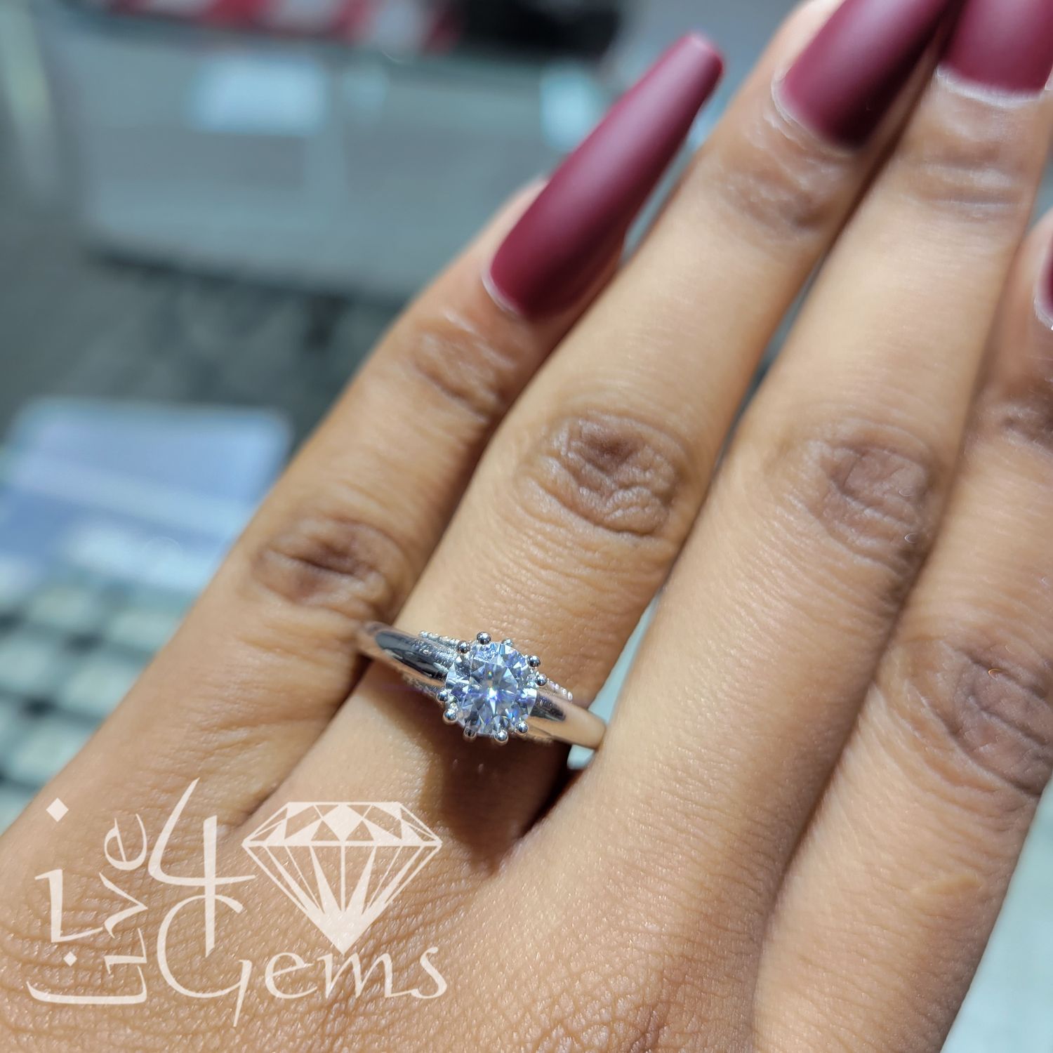 Silver Moissanite 1ctw Round Cut Ring