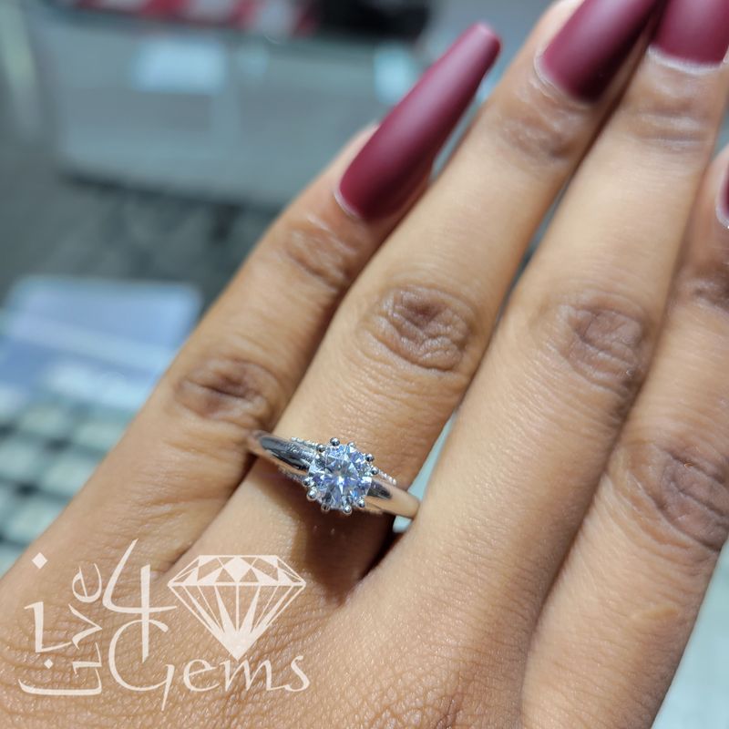 Silver Moissanite 1ctw Round Cut Ring