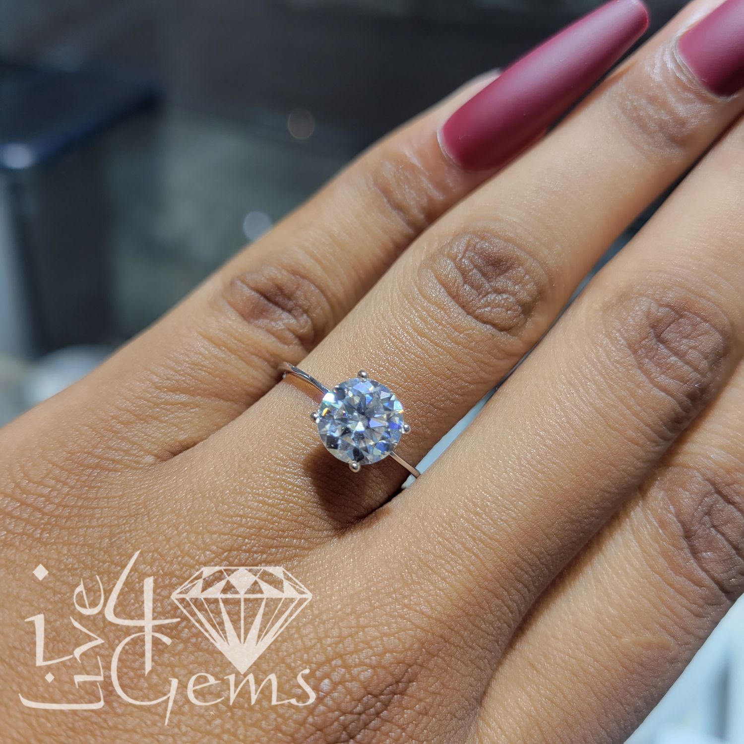Silver Moissanite 1.5ctw Round Solitaire 4mm Ring