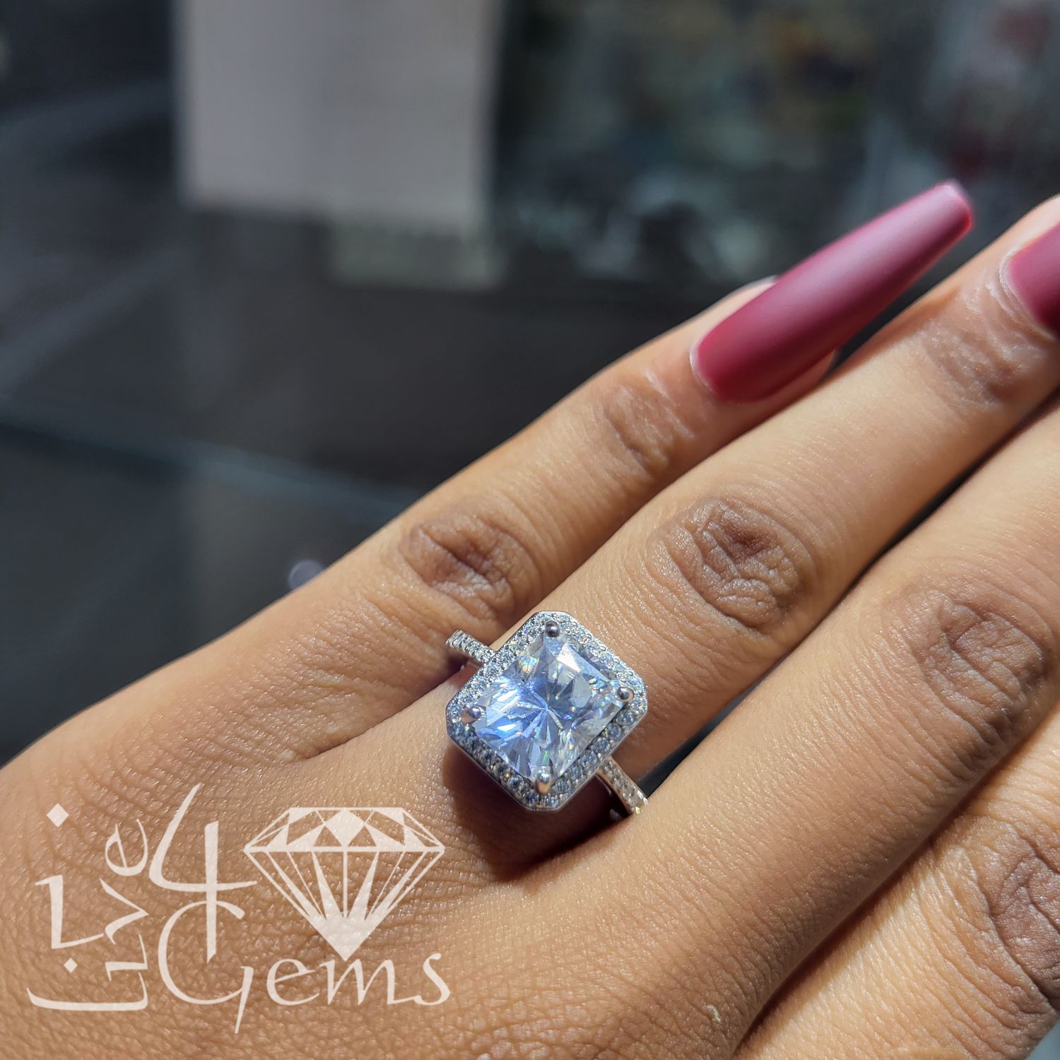 Silver Moissanite 3.5ctw Emerald Cut Ring