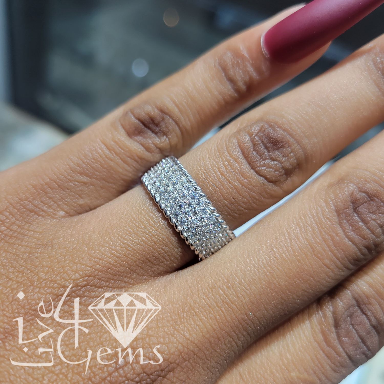 Silver Moissanite 2ctw Band Size 8
