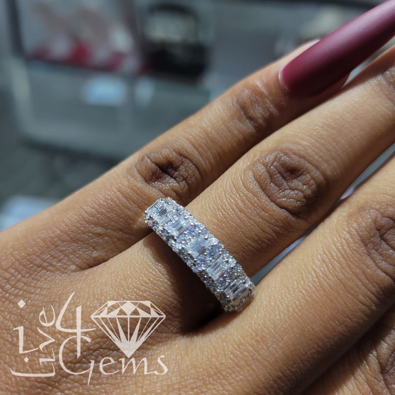 Silver Moissanite Baguette Ring- 1.19ctw