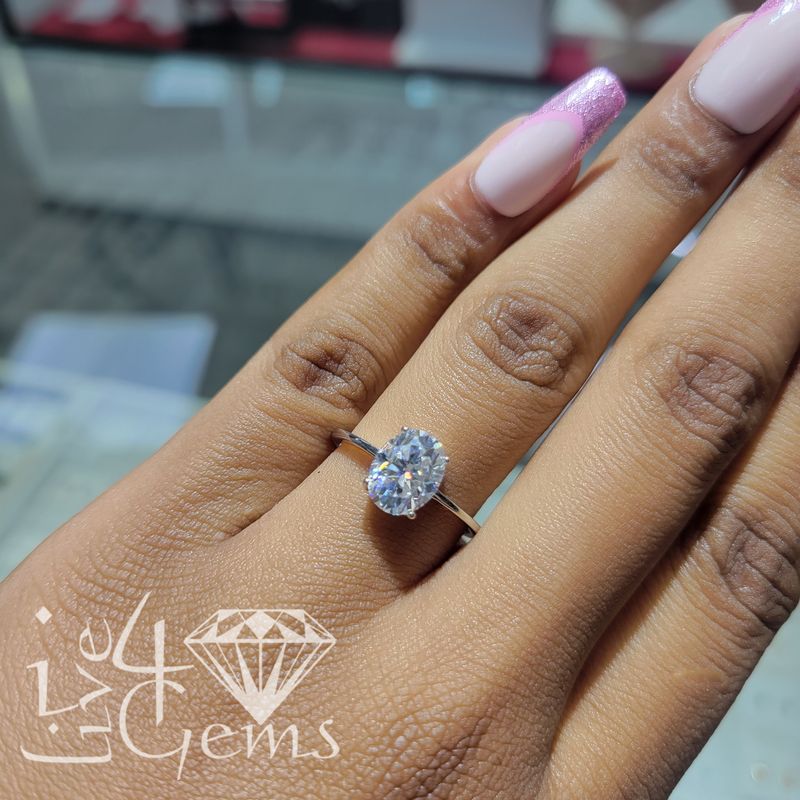 Silver Moissanite 2ctw Oval Cut