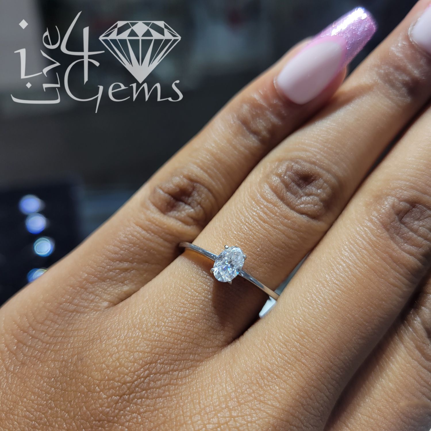 Silver Moissanite Oval Cut-1ctw