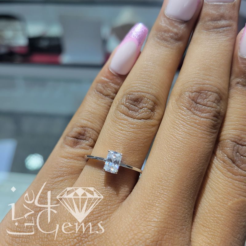 Silver Moissanite Emerald Cut Solitaire- 1/2ctw