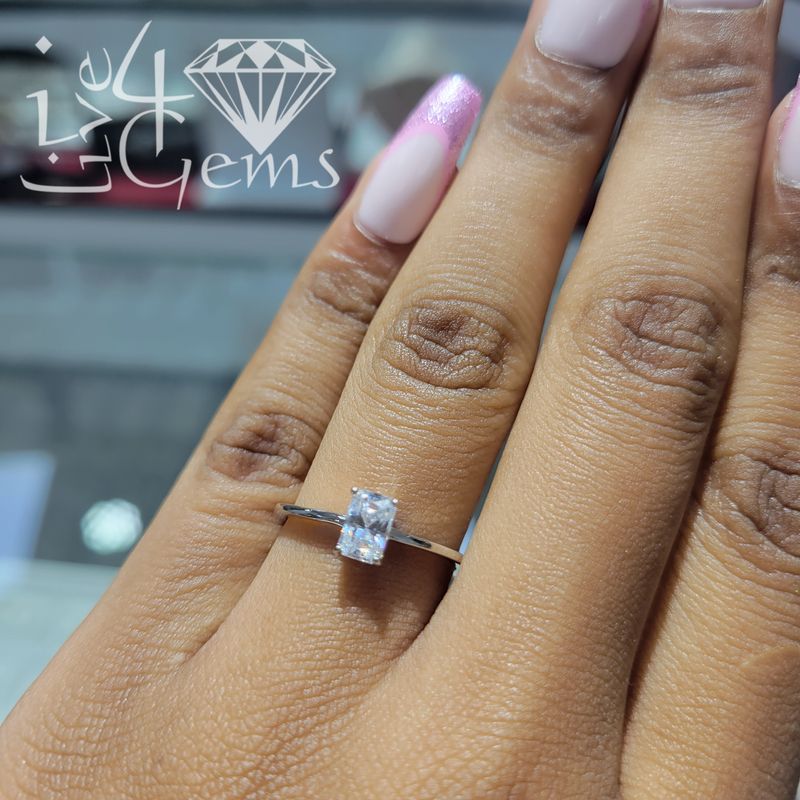 Silver Moissanite Emerald Cut Solitaire- 1ctw