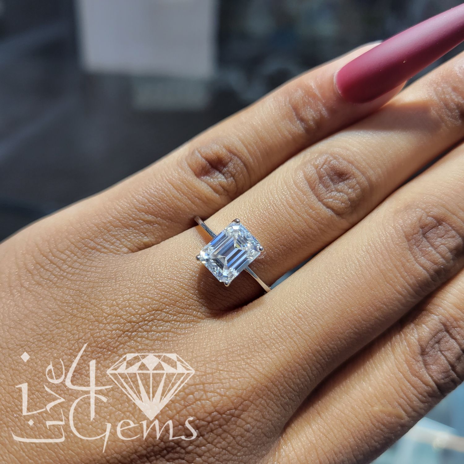Silver Moissanite Emerald Cut Solitaire- 1.5ctw