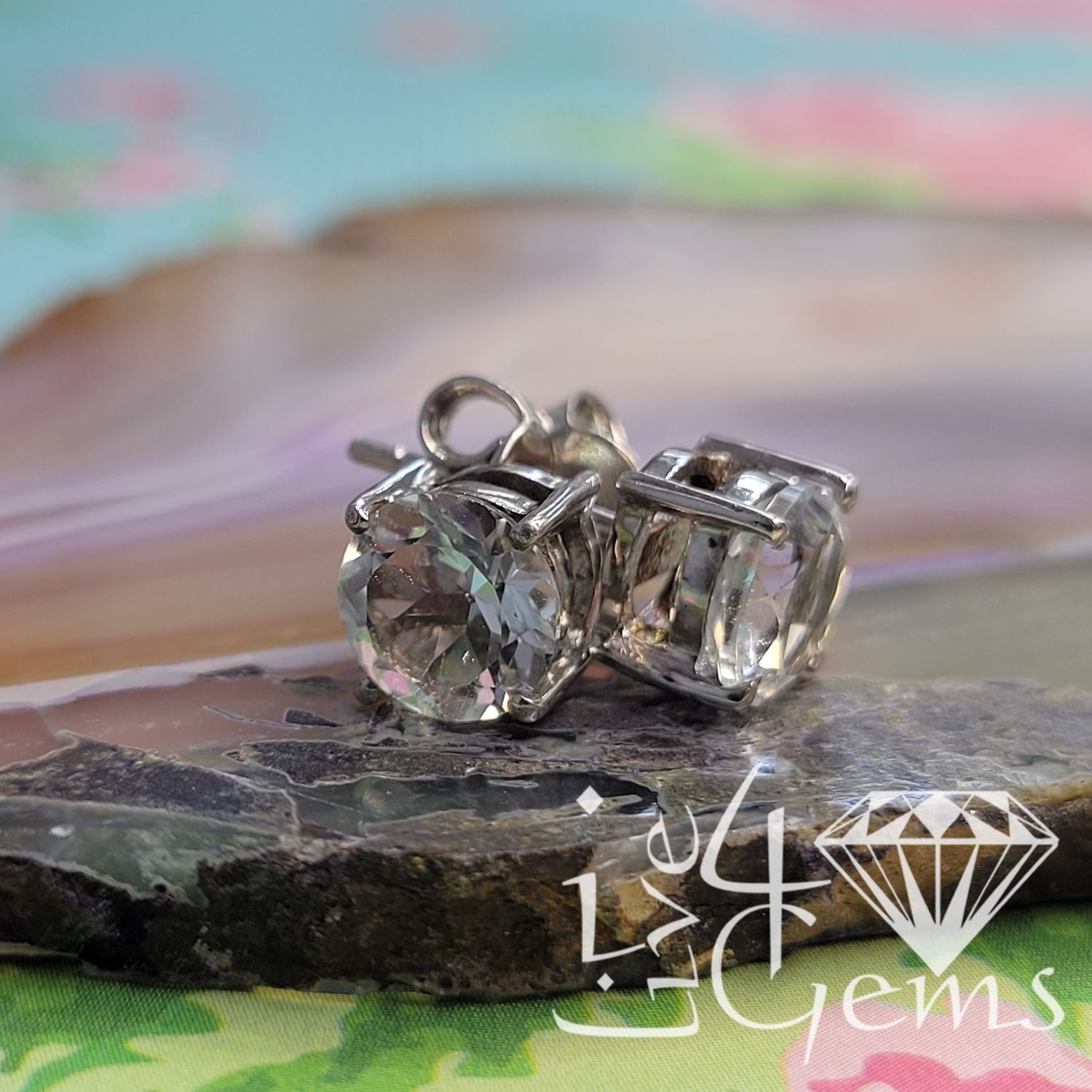 Silver 3ctw Round White Topaz Stud