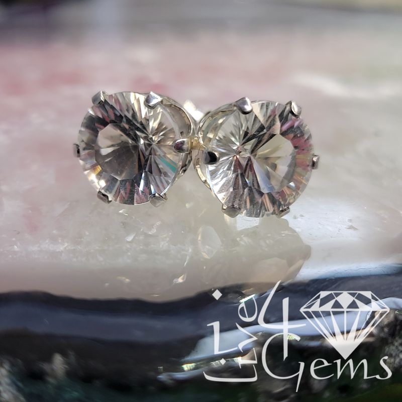 Silver 10mm Round White Topaz Stud