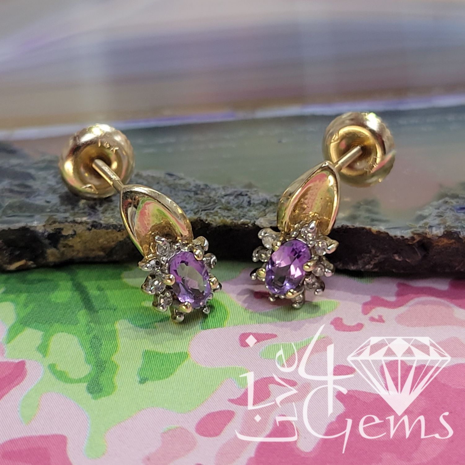 Silver GP Amethyst Cz Halo Stud