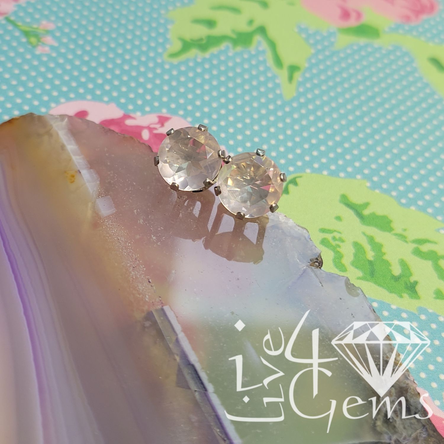 Silver Rose Quartz 6mm 1.6ct Stud