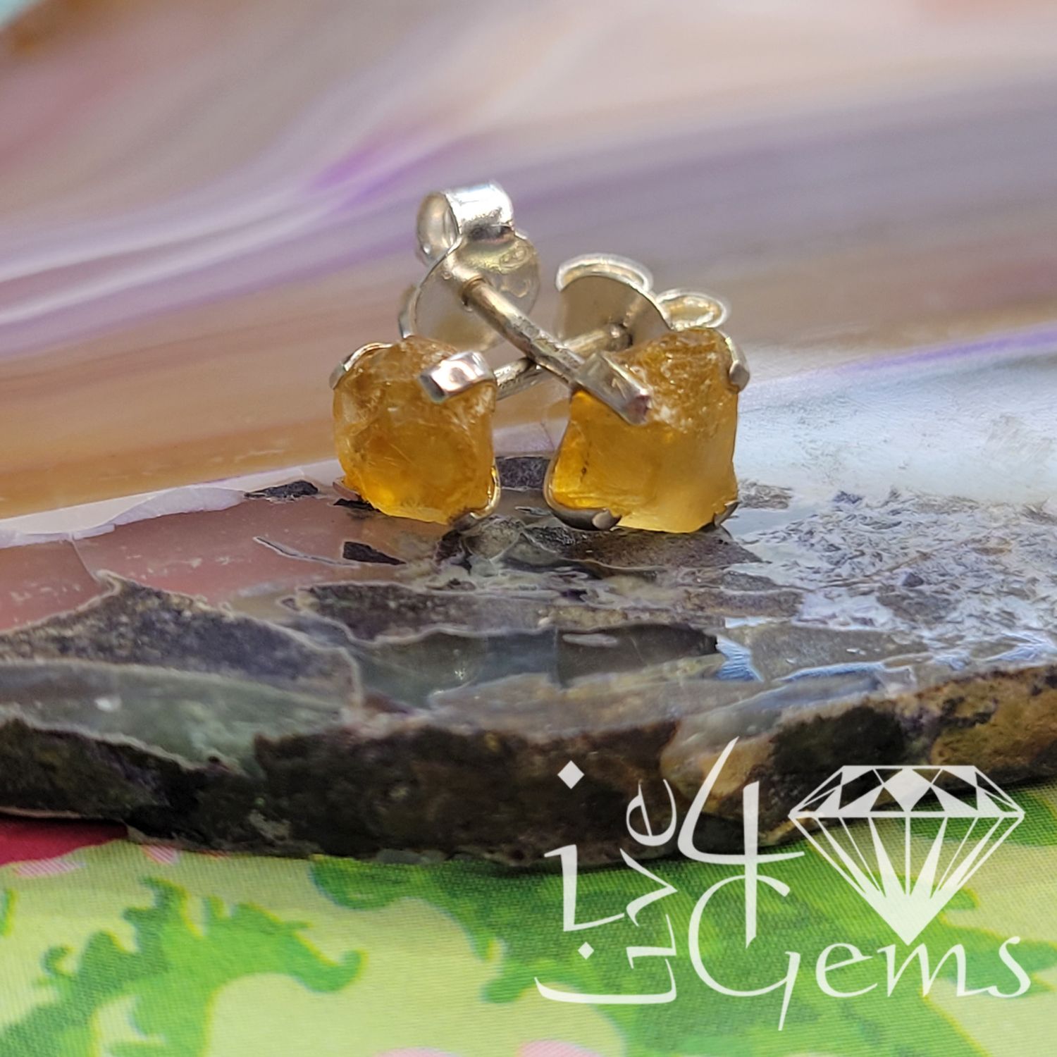Sterling Silver Citrine Stud
