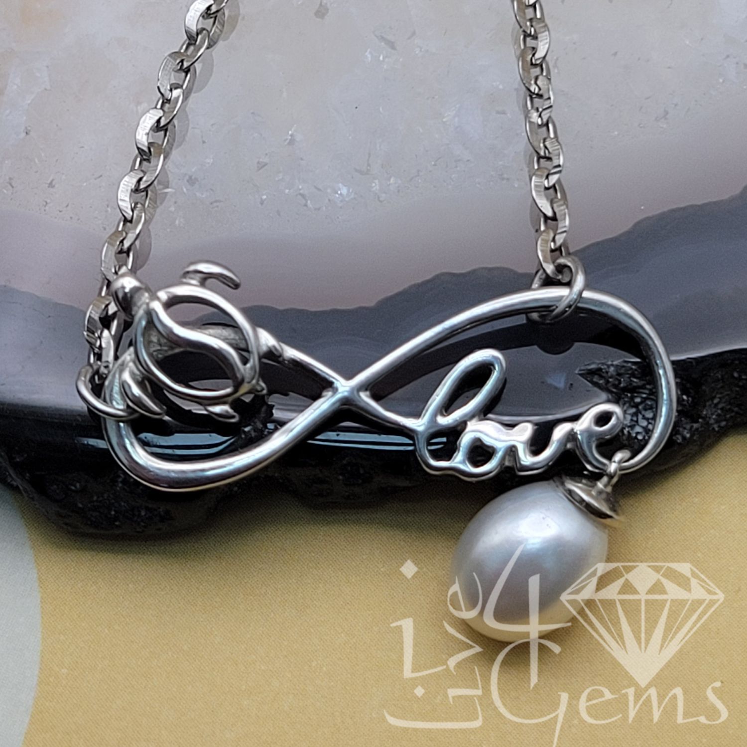 Silver Infinity Love w Pearl Anklet