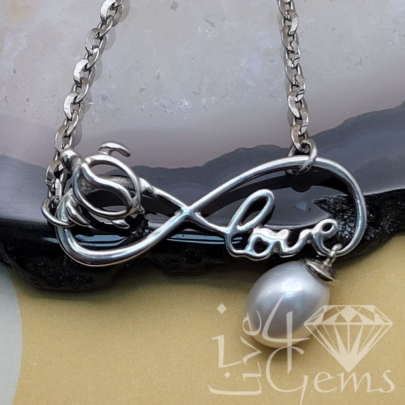 Silver Infinity Love w Pearl Anklet