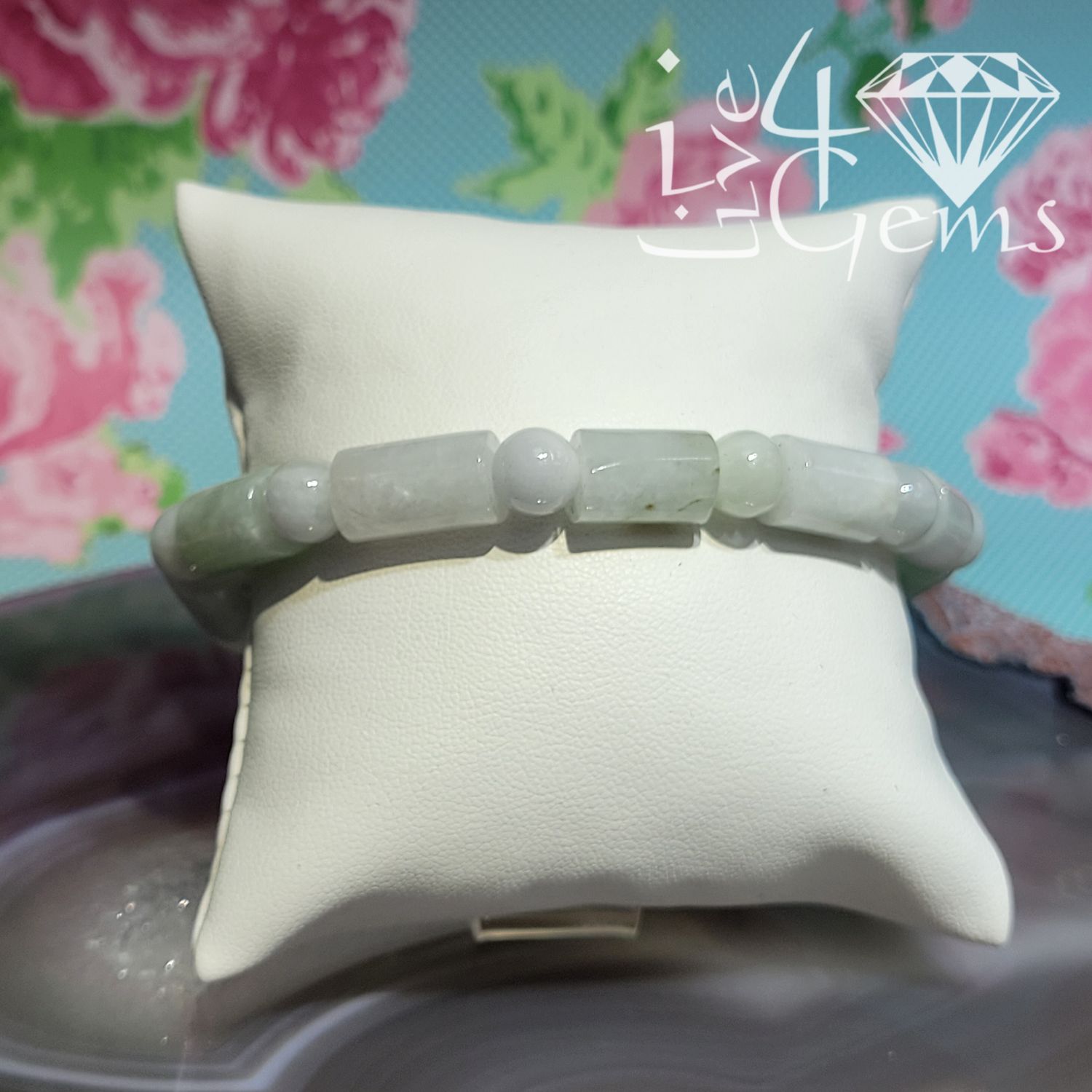 Barrel Jade w Bead Bracelet