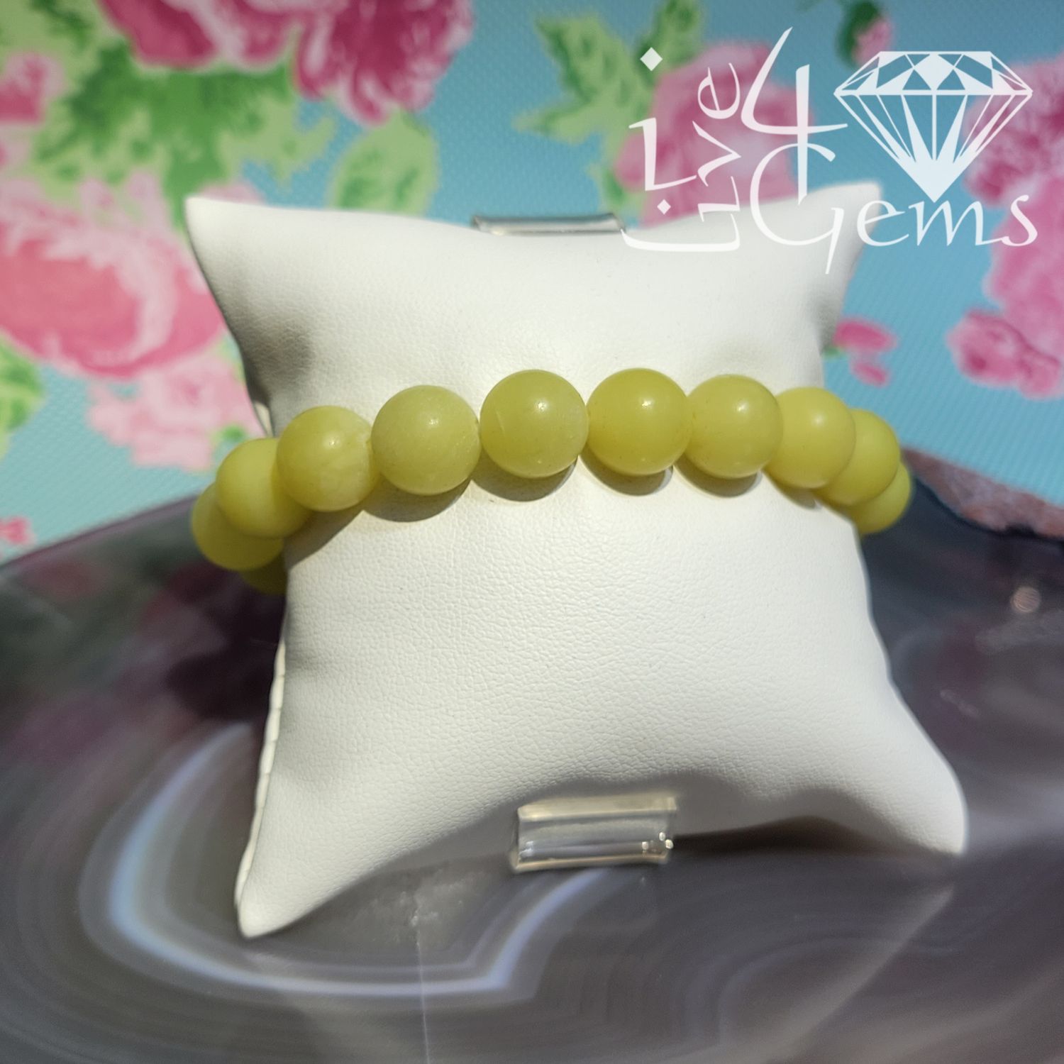 Matte Lemon Jade Gemstone Stretch Bracelet
