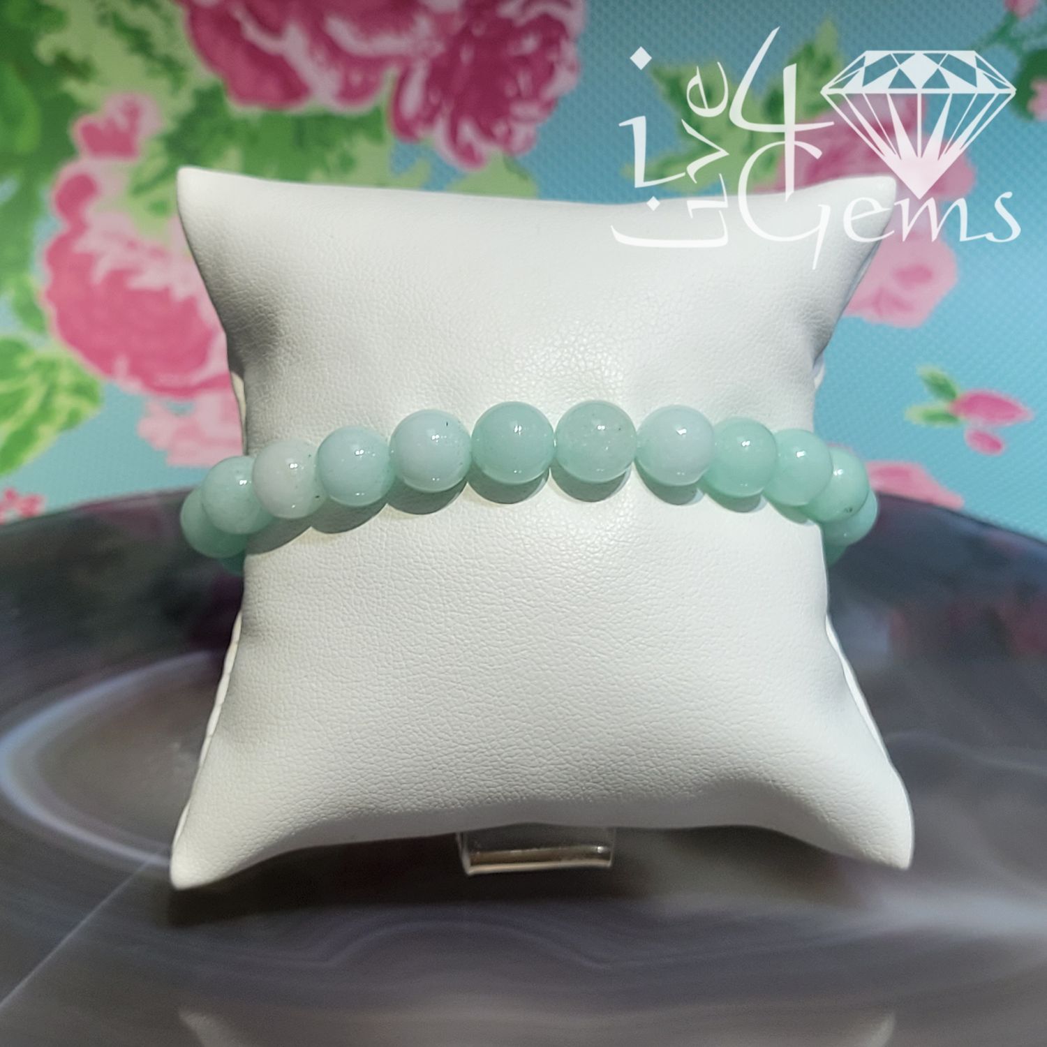 Light Green Jade Bead Bracelet 9mm