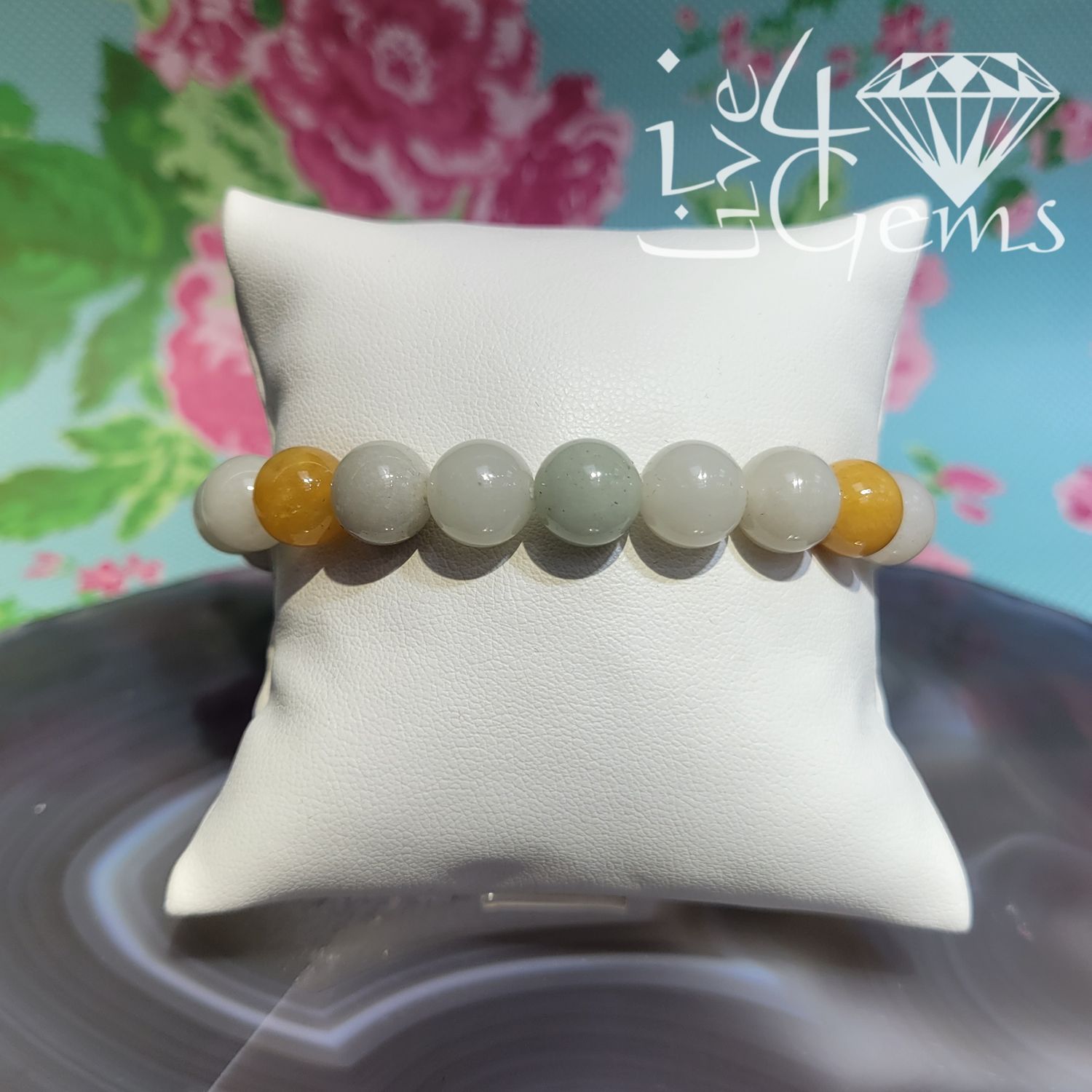 Tri-Colour  Jade Bracelet 10mm