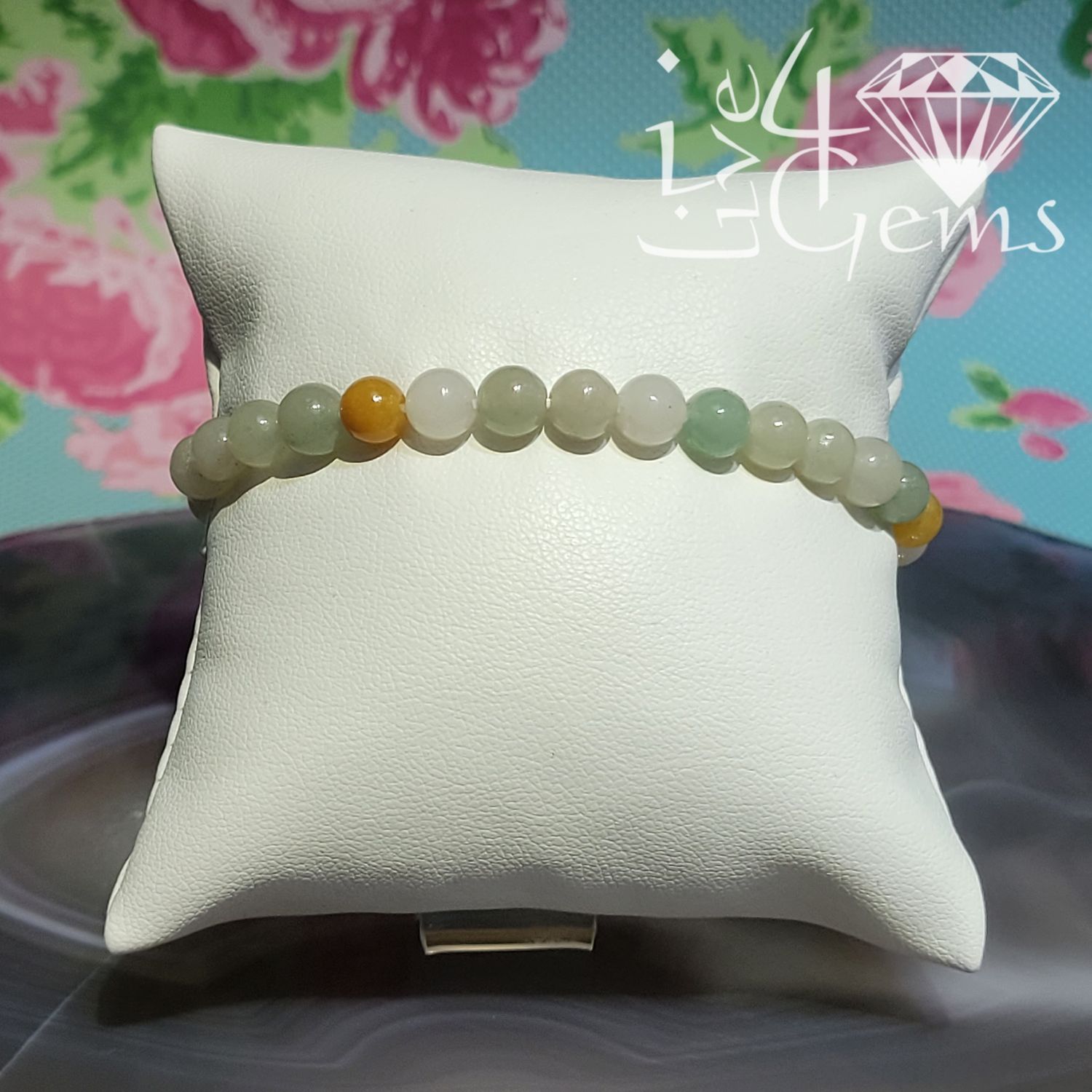Tri -Colour Jade Bracelet 6mm