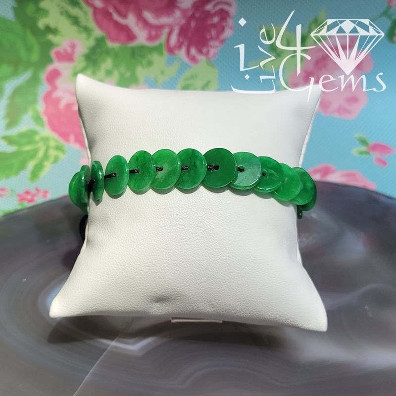 Jade Bright Green Round Lucky Donut  Pull String