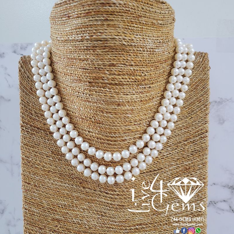 Pearl Triple Strand Circle Clasp 7mm