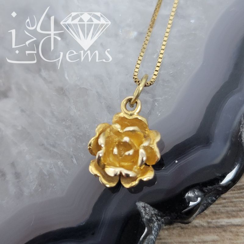 10kty 18&quot; Chain w Lotus Flower Pendant