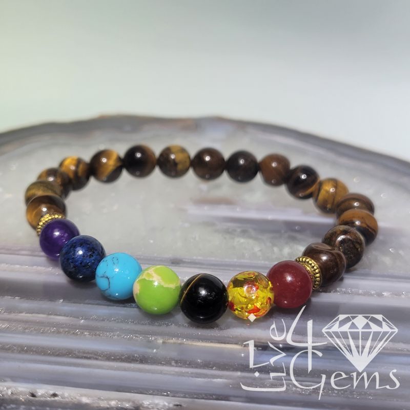 Gemstone Bracelet Small Chakra with Tiger&#39;s Eye