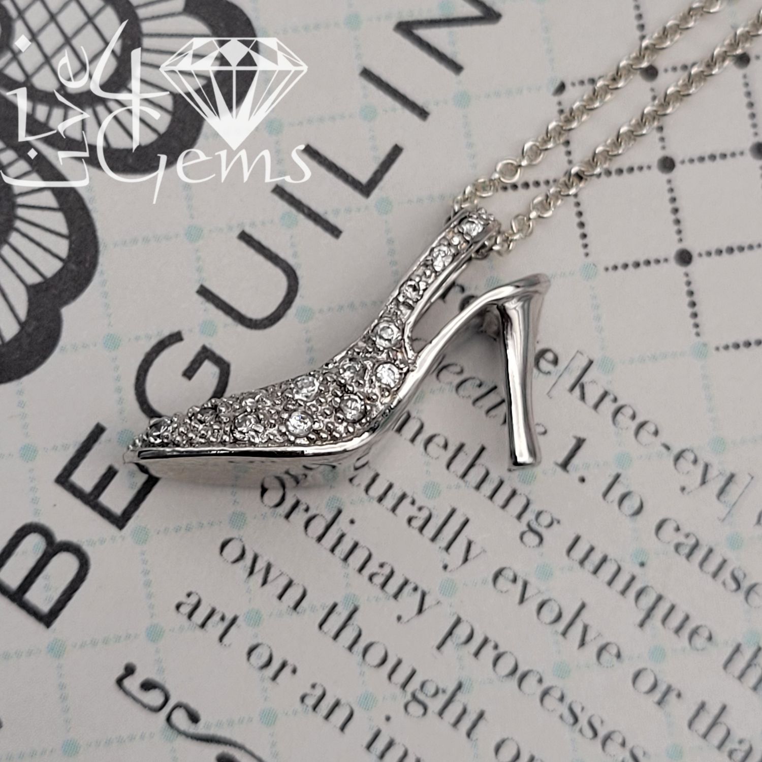 Silver Cz High Heel Pendant w Chain