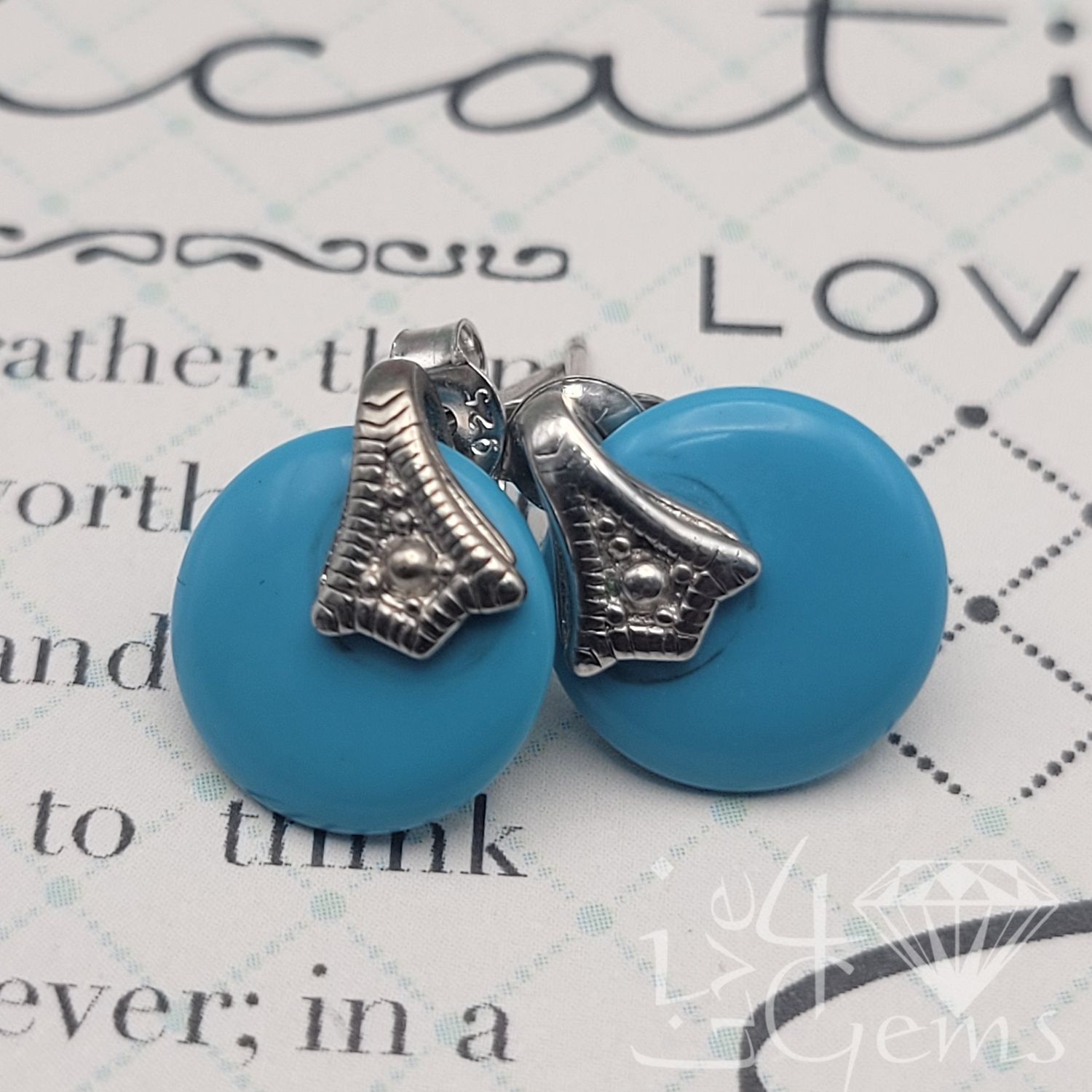 Silver Round Turquoise Necklace and Earring Set